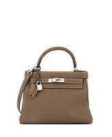 Pre-Owned Hermes Kelly 28 Handbag Grey Togo with Palladium Hardware