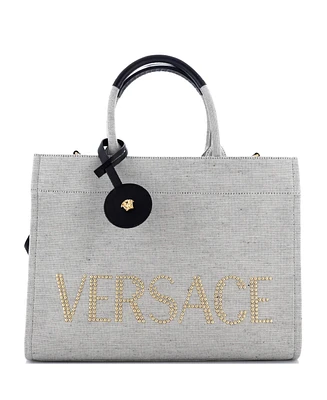 Pre-Owned Versace Large La Medusa Tote Studded Canvas