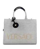 Pre-Owned Versace Large La Medusa Tote Studded Canvas