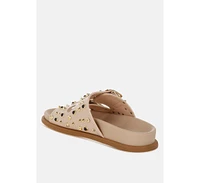 Jayata Metallic Stud Embellished Sliders