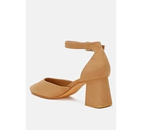 Rozita Microfiber Block Heel Sandals
