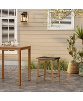 LuxenHome Outdoor Acacia Wood Counter Height Stools, Set of 2