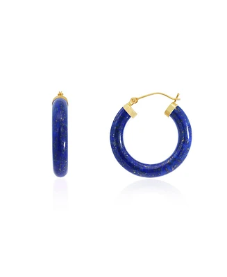 The Lovery Lapis Hoop Earrings 25 millimeters