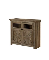 Multifunctional Coffee Bar Cabinet with Barn Door Accent
