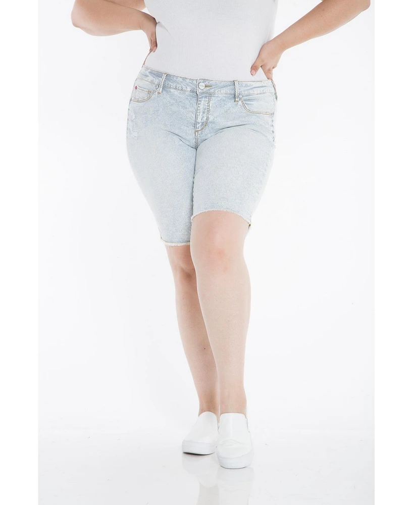 Slink Jeans Plus Denim Mid Rise Bermuda shorts 11.5" inseam