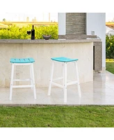Aoodor Bar Stools Set of 2, 28'' Hdpe Counter Height Stools for Patio, Kitchen Island, Bar & Outdoor Use – Durable Weather-Resistant Saddle Sto