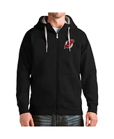 Antigua Men's Black New Jersey Devils Logo Victory Full-Zip Hoodie