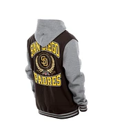 New Era Men's Brown San Diego Padres Throwback Prep Full-Snap Hoodie Jacket