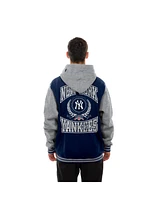 New Era Men's Navy York Yankees Throwback Prep Full-Snap Hoodie Jacket