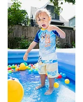 Bluey Baby Boys Upf 50+ Pullover Rash Guard Swim Trunks Outfit Set