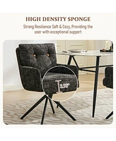 Dyhome Dining Chairs Set of 2, Mid Century Modern Swivel with Arm, Upholstered Accent Chair for Kitchen Living Room, Metal B