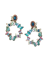 Betsey Johnson Faux Stone Boho Butterfly Gem Hoop Earrings