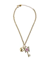 Betsey Johnson Faux Stone Boho Butterfly Key Charm Pendant Necklace