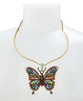 Betsey Johnson Faux Stone Boho Butterfly Pendant Wire Necklace