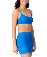 Salt Cove Juniors Rib Scrunch Scoop Neck Bralette Bikini Top Ribbed Pull On Cover Up Skirt Exclusively At Macys