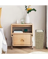 Boho 2-in-1 Trash Can and Hamper, 2.6 Gallon, Rattan, Press-Top Lid