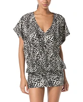 Michael Kors Women's Printed V-Neck Caftan Cover-Up Dress