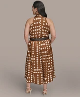 Donna Kaaran New York Plus Polka-Dot Belted Midi Dress