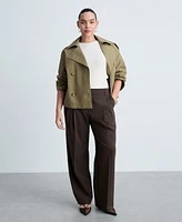 Mango Women's Double-Breasted Cropped Trench Jacket