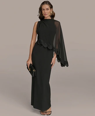 Donna Karan New York Women's Chiffon-Cape-Overlay Gown