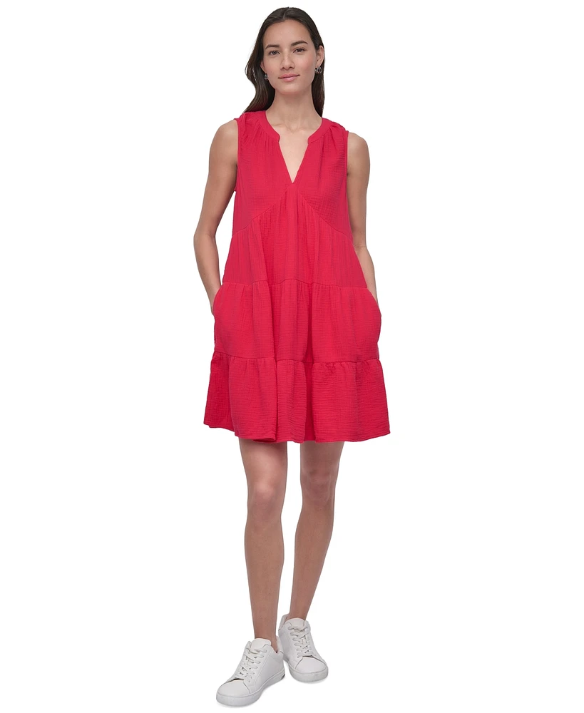 Dkny Jeans Women's Cotton Gauze Sleeveless Mini Dress