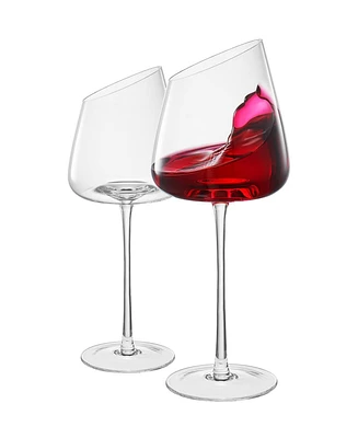 The Wine Savant Khen Slanted Stemmed Wine Glasses, Set of 2