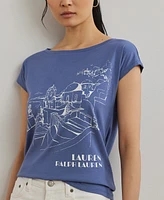 Lauren Ralph Petite Cotton-Blend Jersey Graphic Tee