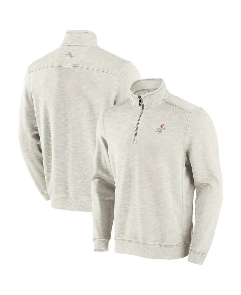 Tommy Bahama Men's Cream Los Angeles Dodgers Sport Tobago Bay Tri-Blend Half-Zip Sweatshirt