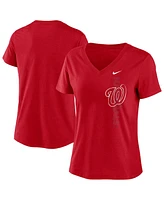 Nike Women's Red Washington Nationals Local Team Tri-Blend V-Neck T-Shirt