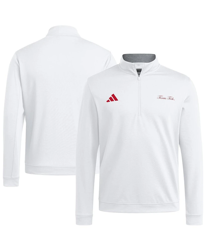 Adidas Men's White Texas Tech Red Raiders Elevated Quarter-Zip Jacket