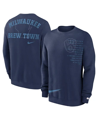 Nike Men's Navy Milwaukee Brewers Statement Ball Game Pullover Sweatshirt