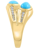 Effy Turquoise (5x7mm) & Diamond (1/4 ct. t.w.) Statement Ring in 14k Yellow Gold