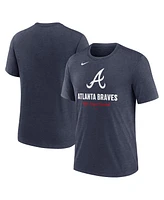 Nike Men's Heather Navy Atlanta Braves Logo Tri-Blend T-Shirt