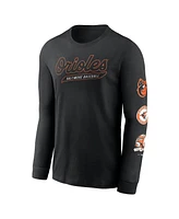 Nike Men's Black Baltimore Orioles Cooperstown Collection Knockout Long Sleeve T-Shirt