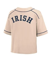 Fanatics Women's Tan Notre Dame Fighting Irish Oversized Dominant Force Midi V-Neck T-Shirt