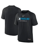 Nike Men's Black Miami Marlins Authentic Collection Pregame Raglan Performance T-Shirt
