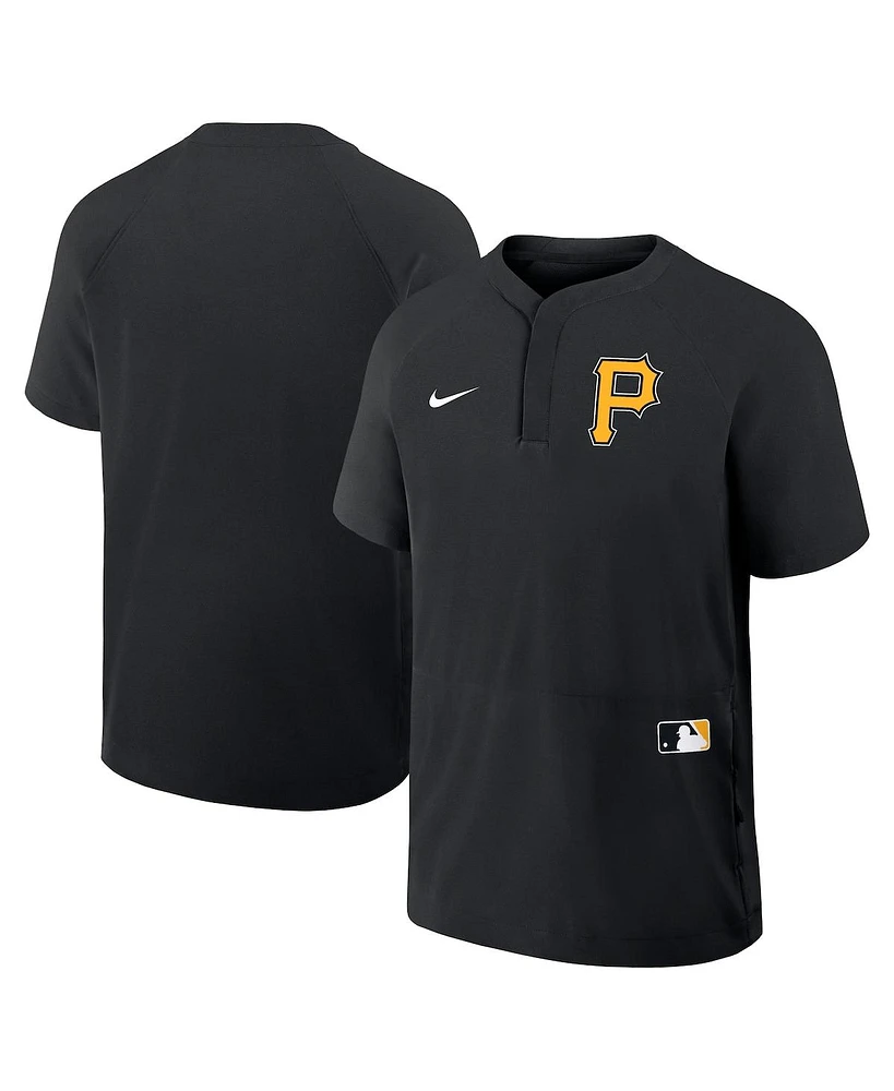 Nike Men's Black Pittsburgh Pirates Authentic Collection Raglan Short Sleeve Windshirt