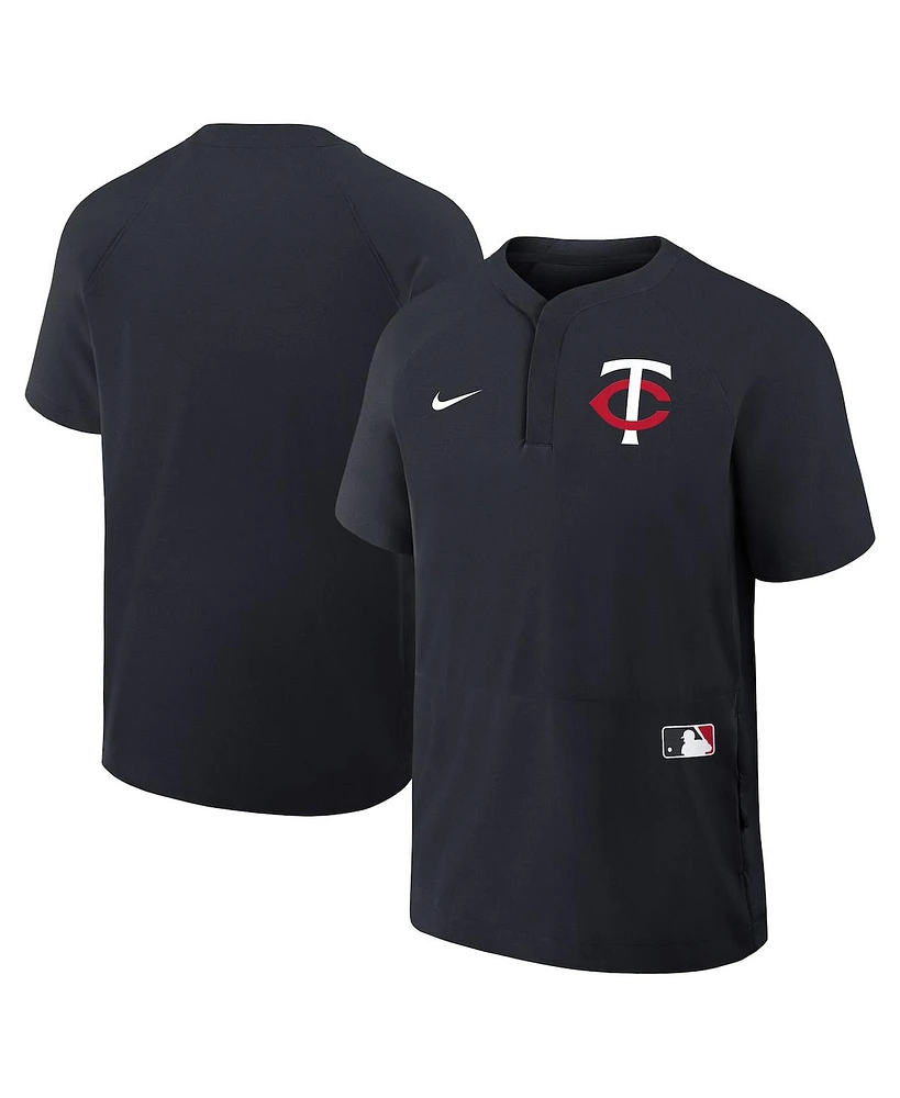 Nike Men's Navy Minnesota Twins Authentic Collection Raglan Short Sleeve Windshirt