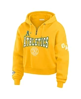 Wear by Erin Andrews Women's Gold Oakland Athletics Patch Quarter-Zip Hoodie