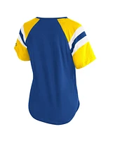 Starter Women's Royal Los Angeles Rams Game On Notch Neck Raglan T-Shirt