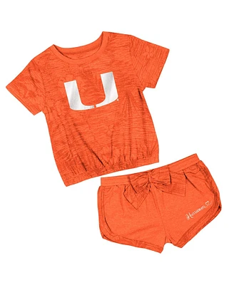 Colosseum Toddler 2-Piece Orange Miami Hurricanes Fern T-Shirt and Shorts Set