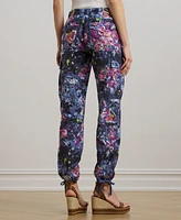Lauren Ralph Petite Print Linen Cargo Ankle Pants