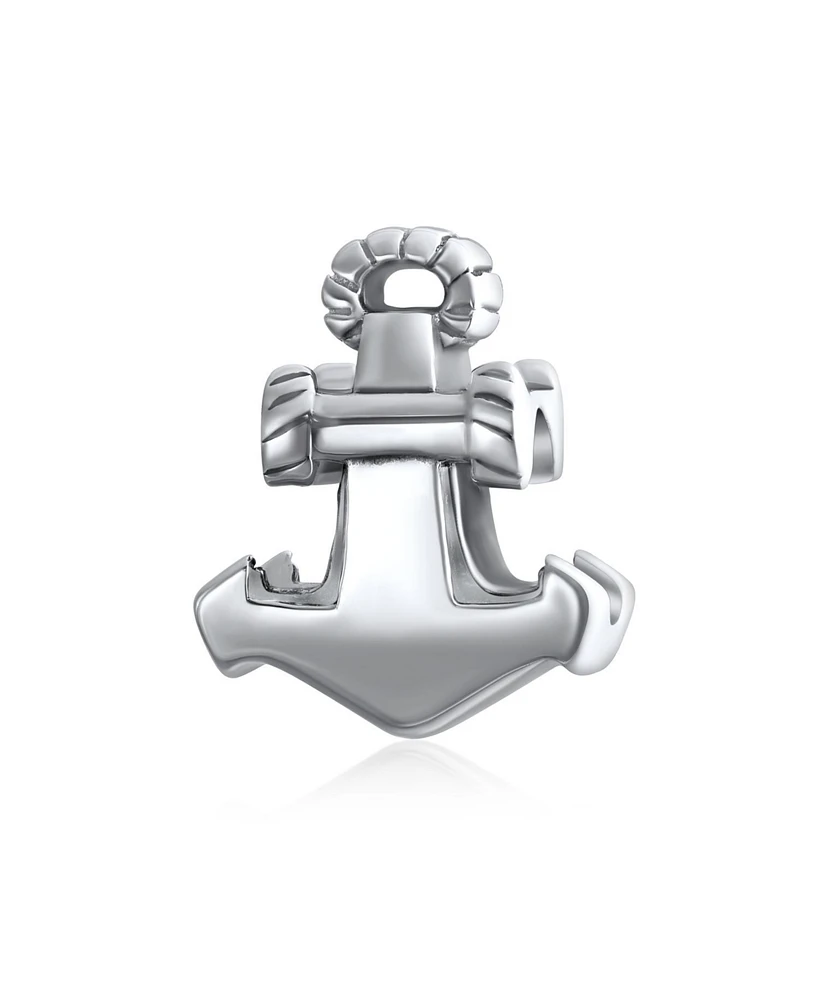 Bling Jewelry Nautical Anchor Rope Charm Bead in Sterling Silver for European Bracelets