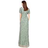 Lara Women's Beaded Gown With Cape Sleeves