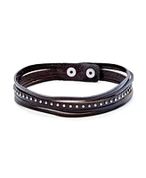 Bling Jewelry Hip Hop Punk Rocker Cuff Bracelet Metal Studded Rivets Multi-Layer Leather
