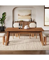 Tribesigns 55-Inch Dining Table with Storage Drawer for Dining Room, Rectangular Mid-Century Modern Dinner Kitchen Table with Solid Wood Legs for 4-6