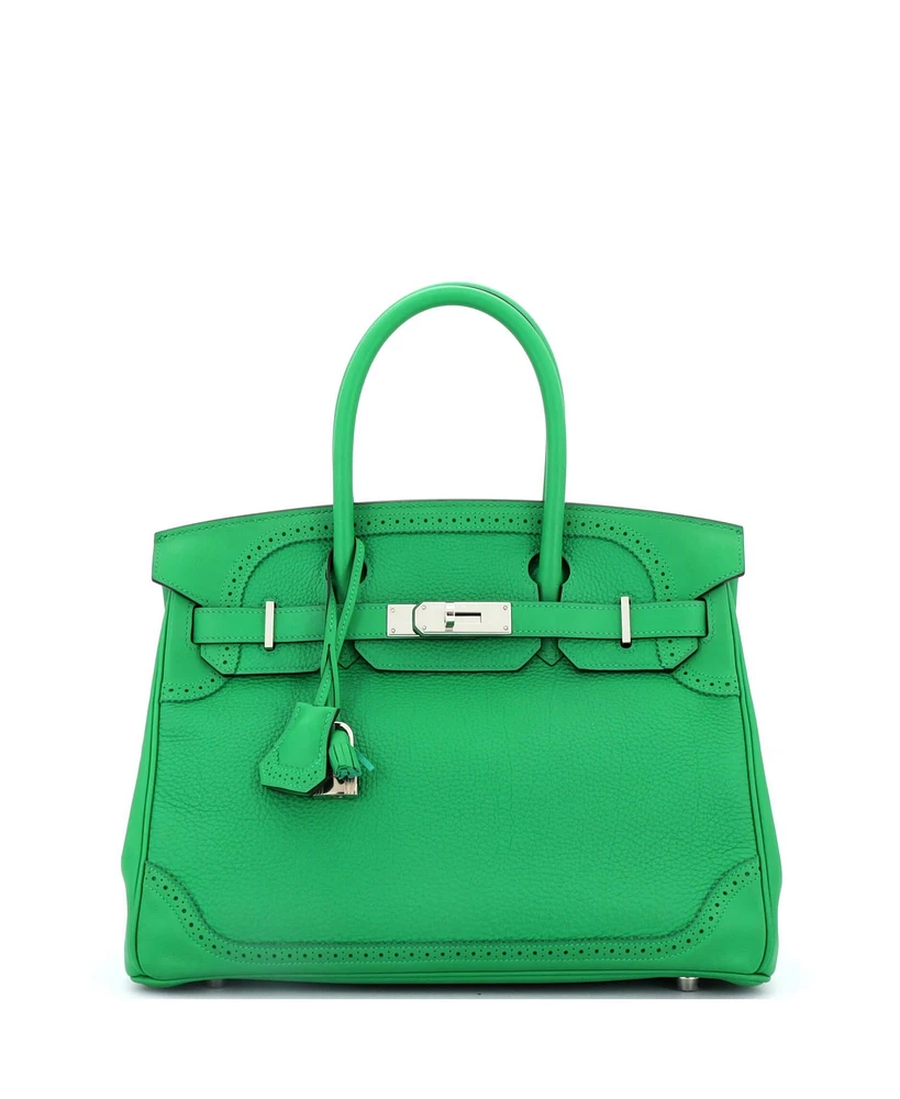 Pre-Owned Hermes Birkin 30 Handbag Green Togo and Swift with Palladium Hardware