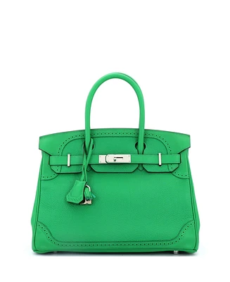 Pre-Owned Hermes Birkin 30 Handbag Green Togo and Swift with Palladium Hardware