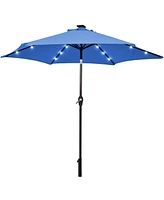Gymax ft Patio Table Market Umbrella Yard Outdoor w/ Solar Led Lights