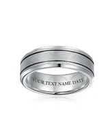 Bling Jewelry Wide Silver Tone Double Grooved Brushed Matte Titanium Band Ring Comfort Fit